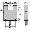 Mefa İF16-Y16-PK ,Ebat 54x42x15mm,Ölçüm 14mm,Çıkış PNP-NC,Besleme 10v..30vdc,3-Kablo 1mt,Çatal İplik Sensör