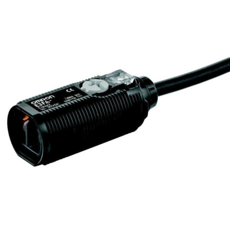 Omron E3FA-DP12 ,Ebat M18x41mm,Ölçüm 1..30cm,Çıkış PNP-NO NC,Besleme 10v..30vdc,4-Kablo,Cisim Fotosel