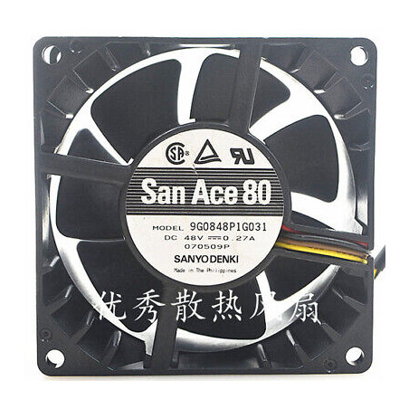 Sanyo 9GV0848P1G031 ,Ebat 80x38mm,Besleme 48vdc 0.27A 40W,Hava 138-Cfm,4-Kablo Fan