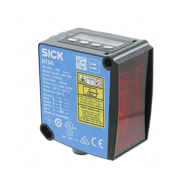 Sick DT50-P1113 1044369 ,Ebat 63x58x36mm,Ölçüm 20cm..10mt,Çıkış PNP-NO 4..20mA,Besleme 10v..30vdc,Soket M12 5pin,Cisim Fotosel