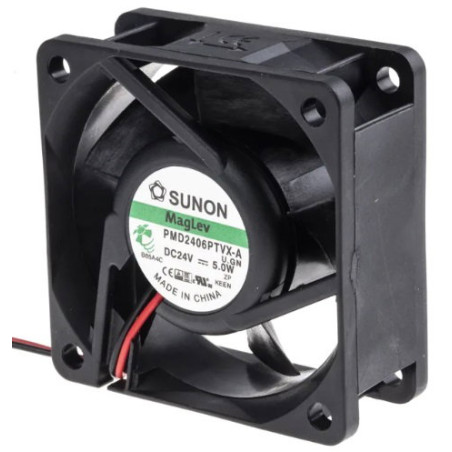 Sunon PMD2406PTVX-A U.GN ,Ebat 60x25mm,Besleme 24vdc 0.21A 5.0W,Hava 40-Cfm,2-Kablo Fan
