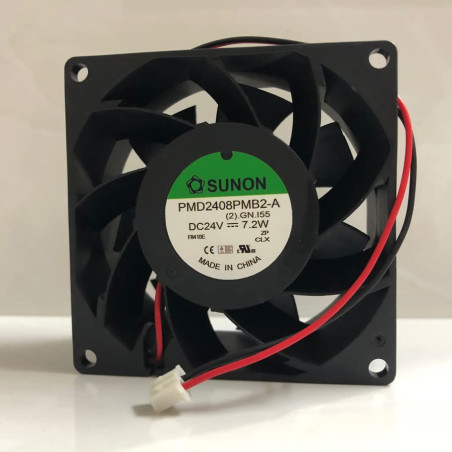 Sunon PMD2408PMB2-A. 2 .GN ,Ebat 80x38mm,Besleme 24vdc 0.30A 7.2W,Hava 75-Cfm,2-Kablo Fan