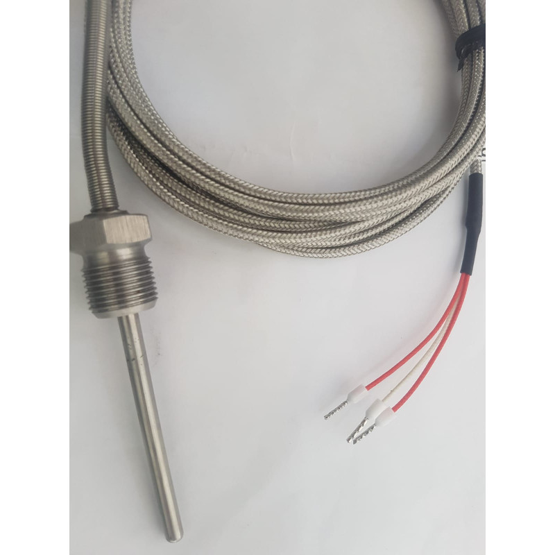Tekon TR43D-B1E05-8-Ü-Ö-3CCB ,Çap 5mm,Boy 6.5cm,Kablo 3mt,PT100,Bayonet Isı Sensör
