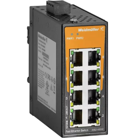 Weidmüller IE-SW-EL08-8TX ,Ray Tip,Besleme 24vdc,8-Port,Ethernet Hub