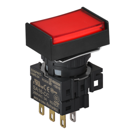 Autonics S16PRT-H3RC24 ,Montaj 16mm,Kontak 1A1K,Kırmızı-24v Yaylı,M16 Buton