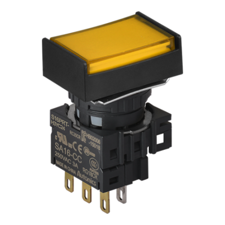 Autonics S16PRT-H3YC24 ,Montaj 16mm,Kontak-1A1K,Sarı-24v Yaylı,M16 Buton
