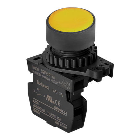 Autonics S2PR-P1YAM ,Montaj 22mm,Kontak 1A,Sarı Yaylı,M22 Buton