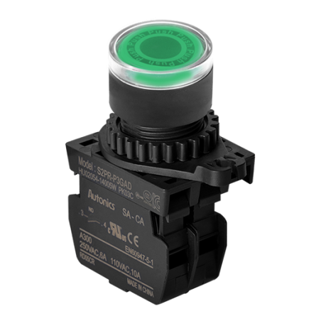 Autonics S2PR-P3GALM ,Montaj 22mm,Kontak-1A,Yeşil-220v Yaylı,M22 Buton