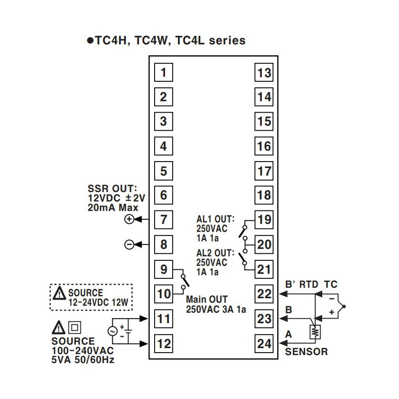 Autonics TC4W-24R ,Ebat 96x48mm,Besleme 110v..220vac,Sensör PT100 TC,Çıkış Röle Ssr,Isı Kontrol Termostat