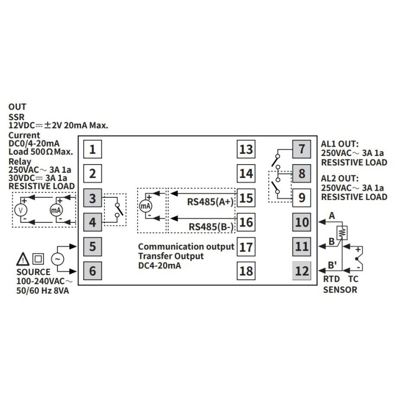 Autonics TX4S-24C ,Ebat 48x48mm,Besleme 110v..220vac,Sensör PT100 TC,Çıkış 4..20mA SSR,Isı Kontrol Termostat