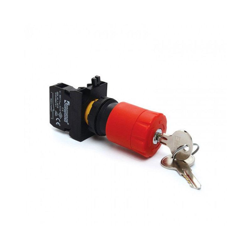 Emas CP200EA30 ,Montaj 22mm,Kontak-1K,Kilitli Acil Kalıcı,M22 Buton