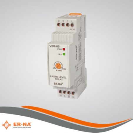Er-na VSR-05-24VDC ,Ray Dın,Besleme 24vdc,Ayar 5..100k,Kontak-1A1K,Sıvı Seviye Röle