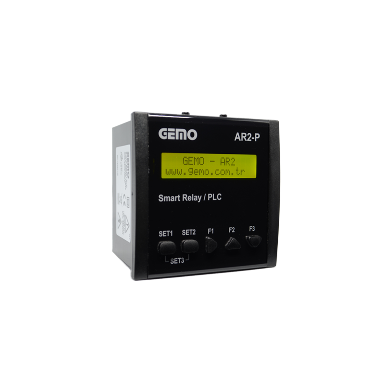 Gemo AR2-P-24VDC-10D2A ,Ebat 96x96mm,Besleme 24vdc,Giriş 10-Dijital 2-Analog,Çıkış 7-Kontak,Plc Cpu Modül