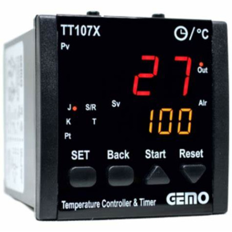 Gemo TT107X-230VAC-S-S ,Ebat 72x72mm,Besleme 110v..220vac,Çıkış SSR SSR,Zamanlı Isı Kontrol