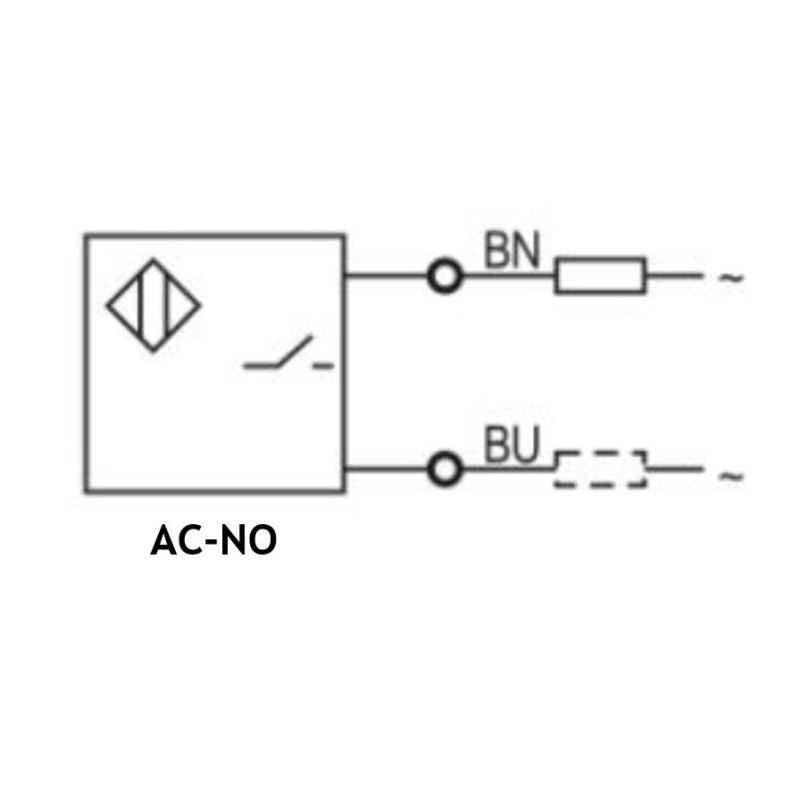 Lanbao LR18TCF05ATO ,Ebat M18x65mm,Ölçüm 5mm,Çıkış AC-NO,Besleme 24v..220vac,2-Kablo,Endüktif Metal Sensör