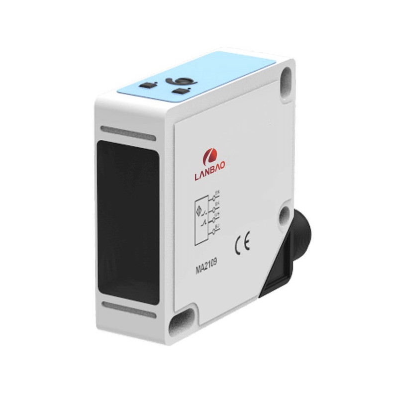 Lanbao PTFT-BC100DPR-E2 ,Ebat 50x50x17mm,Ölçüm 1mt,Çıkış PNP-NO NC,Besleme 10v..30vdc,Soket M12 4pin,Cisim Fotosel