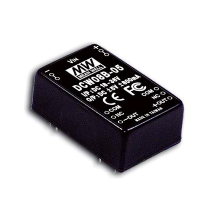 Meanwell DCW08B-12 ,Besleme 18..36vdc,Çıkış 12vdc 650mA,-12v 650mA,Dc-Dc Konverter