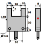 Mefa İF18-Y18-PK ,Ebat 51x28x15mm,Ölçüm 18mm,Çıkış PNP-NC,Besleme 10v..30vdc,3-Kablo 1mt,Çatal İplik Sensör