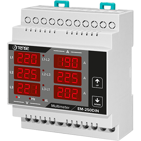 Tense EM-250DIN ,Ray Dın,Besleme 380vac,3-Faz 250 Amper,Multimetre