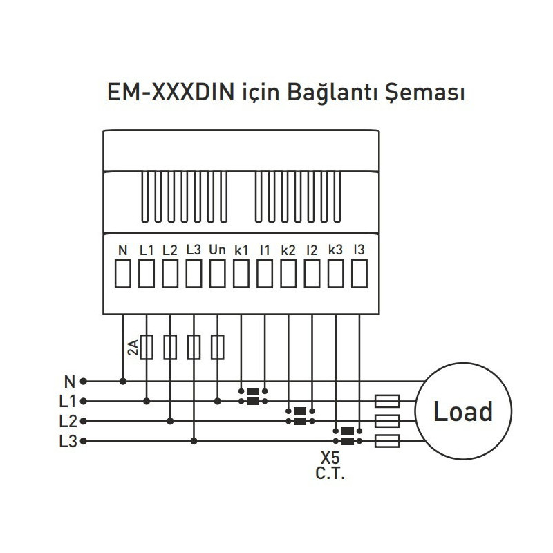 Tense EM-250DIN ,Ray Dın,Besleme 380vac,3-Faz 250 Amper,Multimetre