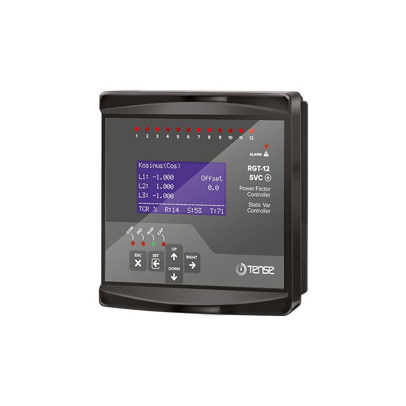 Tense RGT-12-SVC ,Ebat 144x144mm,3-Faz,RS485,12-Kademe,Reaktif Kontrol
