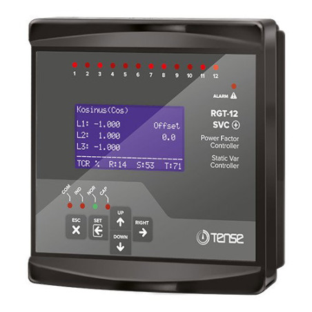 Tense RGT-12-SVC ,Ebat 144x144mm,3-Faz,RS485,12-Kademe,Reaktif Kontrol