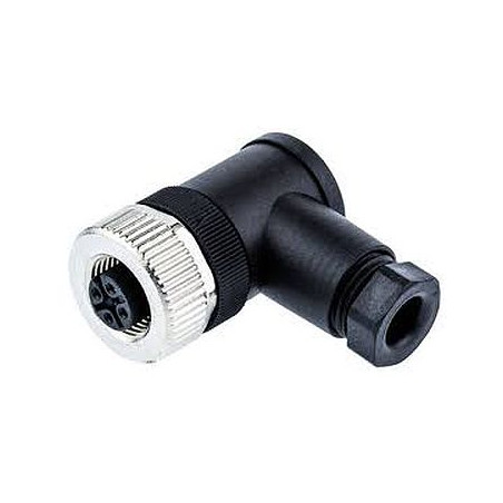 Zhong M12PG-4D ,Açılı Seyyar,M12 4pin Dişi,A-CODE,Soket Konnektör