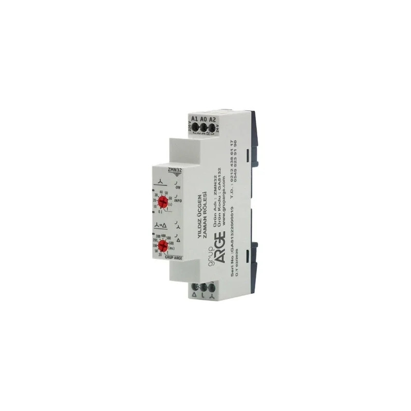 GrupArge ZMN32 ,Ray Dın,Besleme 24v..220vac dc,Kontak-2A2K,Yıldız Üçgen Zaman Röle