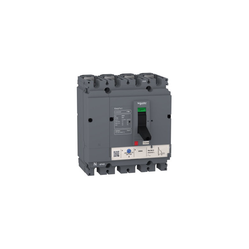 Schneider LV525343 ,EasyPact CVS250F,4-Faz 4-Kutup,250 Amper 36kA, 70 Ayarlı,Motor Termik Şalter Devre Kesici