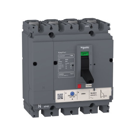 Schneider LV525343 ,EasyPact CVS250F,4-Faz 4-Kutup,250 Amper 36kA, 70 Ayarlı,Motor Termik Şalter Devre Kesici