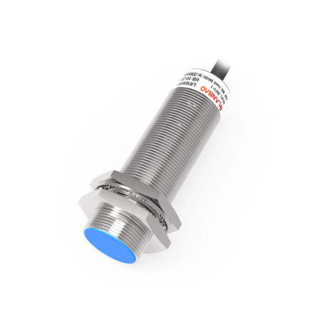Lanbao LR18TBF05DPC ,Ebat M18x52mm,Ölçüm 5mm,Çıkış PNP-NC,Besleme 10v..30vdc,3-Kablo,Endüktif Metal Sensör