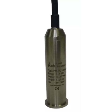 Atek PTL110-1BAR-A-10M ,Öçüm 10mt,Çıkış 4..20mA,2-Kablo 10mt,Daldırma Tip,Seviye Sensör Transmitter