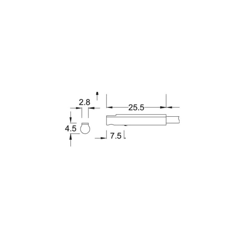 Biltec BTC-07N-3M ,Ebat 25x4.5x2.8mm,Ölçüm 5mm,Çıkış NPN-NO,Besleme 5v..30vdc,3-Kablo 3mt,Manyetik Piston Sensör