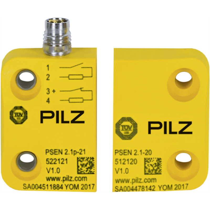 Pilz PSEN 2.1P-21 502221 ,Kübik 8mm Kontak-1A1K M8 4pin Manyetik Kapı Güvenlik Sivic ,Ebat 45x26x13mm,Ölçüm 8mm,Kontak-1A1K,Soke