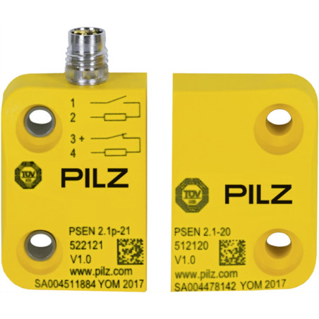 Pilz PSEN 2.1P-21 502221 ,Kübik 8mm Kontak-1A1K M8 4pin Manyetik Kapı Güvenlik Sivic ,Ebat 45x26x13mm,Ölçüm 8mm,Kontak-1A1K,Soke