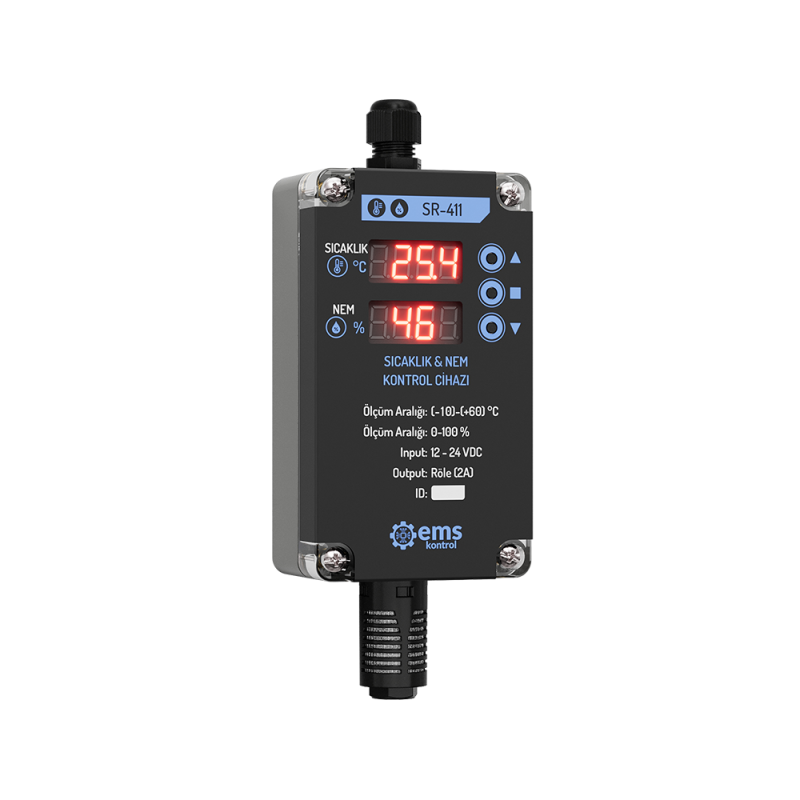 Ems SR-411 ,Besleme 24vdc,Ölçüm 60c 100,Kontak-2A,Ekranlı,Isı-Nem Kontrol