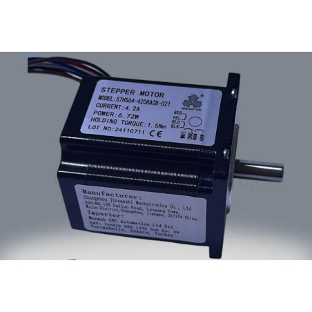 Jss-Motor 57HS64-4208A08-D21 ,Nema23,Ebat 57x64mm,Mil 8mm,Güç 1.5nM 4.2-Amper,8-Kablo,Step Motor