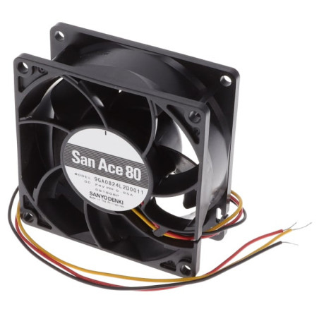 Sanyo 9GA0824L2D0011 ,Ebat 80x32mm,Besleme 24vdc 0.05A 1.2W,Hava 40-Cfm,3-Kablo Fan