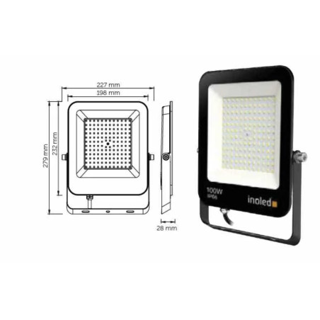 İnoled 7210-01 ,Besleme 220vac 100w,Beyaz 6500K,Led Projektör