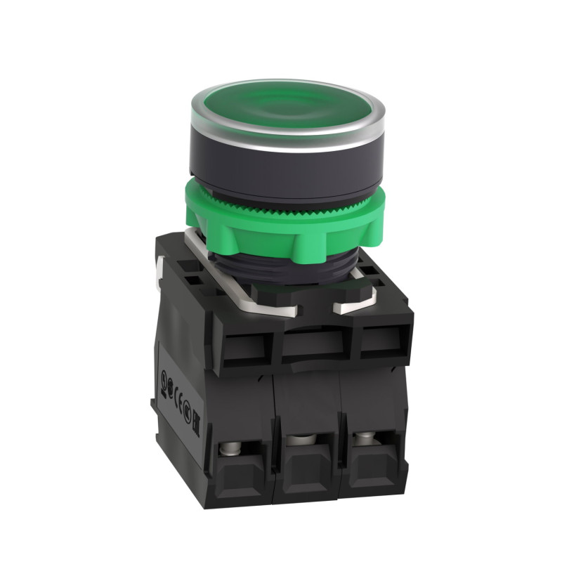 Schneider XB5AW33B5 ,Montaj 22mm,Kontak-1A1K,Yeşil-24v Yaylı,M22 Buton