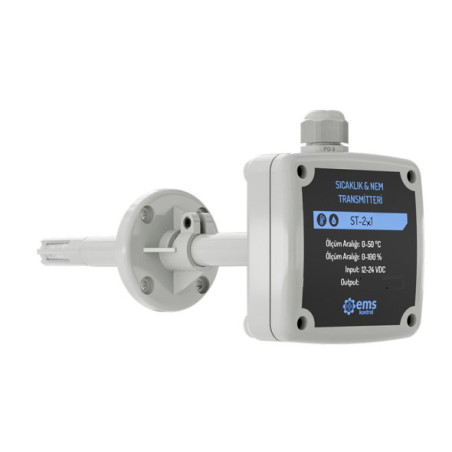 Ems ST-241 ,Besleme 24vdc,Ölçüm 60c 100,Çıkış 4..20mA,Kanal Tip,Isı-Nem Sensör Transmitter