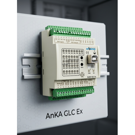 Anka GLC-Ex ,Ray TipiBesleme 220vac 24vdc,Giriş 20D2A,Çıkış 28D2A,Plc Cpu Modül