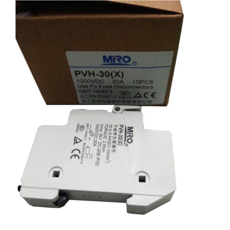 Miro PVH-30-1P ,1-Faz 1-Kutup,10x38mm,1000vdc 30 Amper,gPV Ges,Ray Tip,Kartuş Sigorta Yuva
