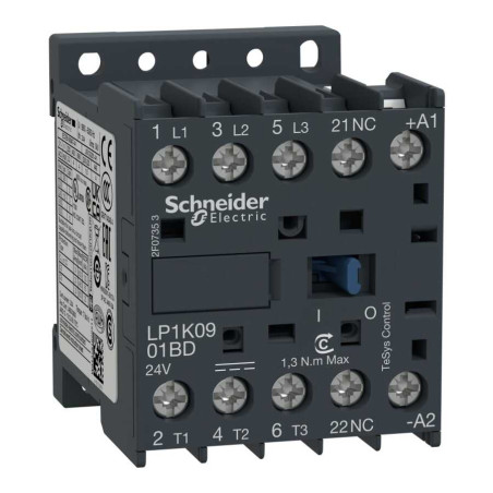 Schneider LP1K0901BD,Bobin 24vdc,Güç 4kw 9 Amper,Kontak-3P 1K,Mini Kontaktör
