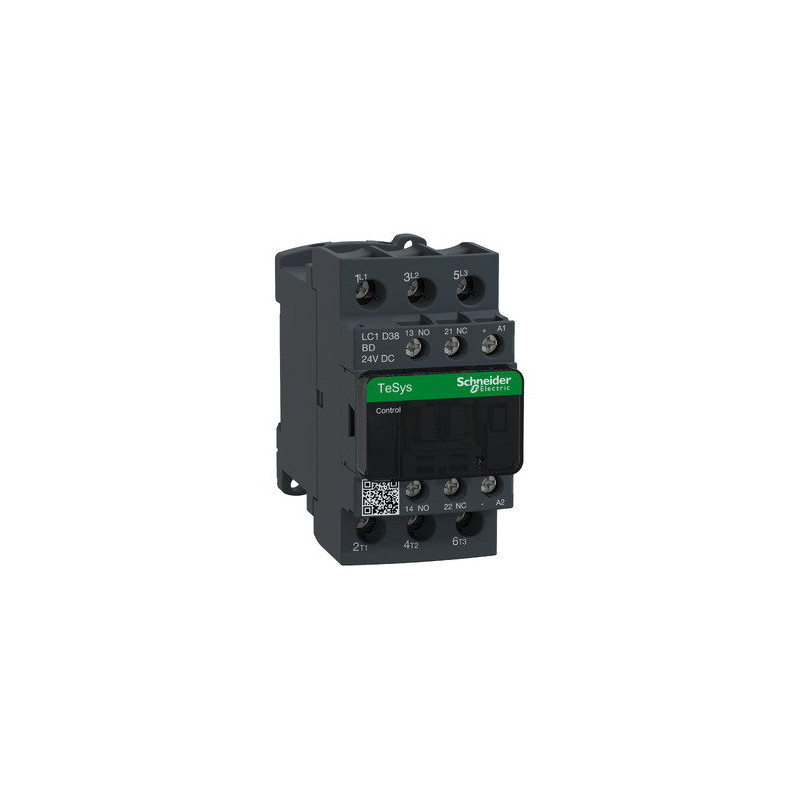 Schneider LC1D38BD ,Bobin 24vdc,Güç 18.5kw 38 Amper,Kontak-3P 1A1K,Kontaktör