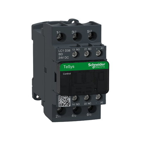 Schneider LC1D38BD ,Bobin 24vdc,Güç 18.5kw 38 Amper,Kontak-3P 1A1K,Kontaktör