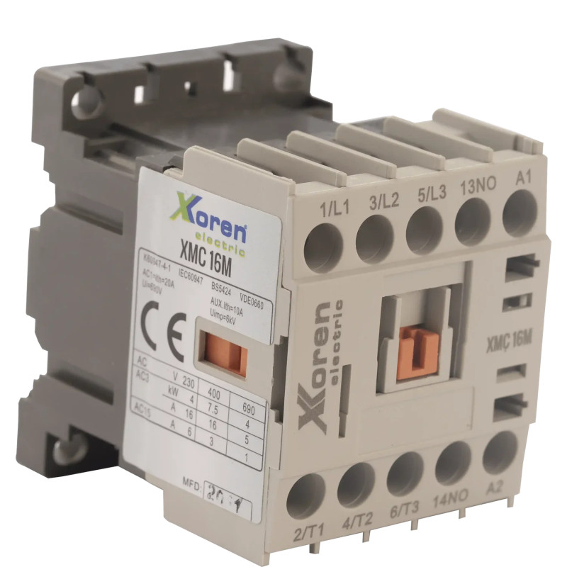 Xkoren XMCM3DC24-NO-9 ,Bobin 24vdc,Güç 4kw 9 Amper,Kontak-3P 1A,Mini Kontaktör