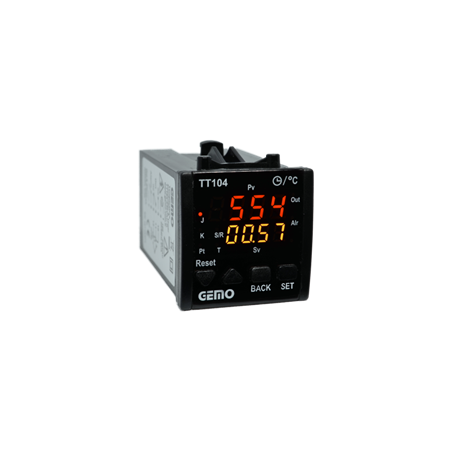 Gemo TT104-230VAC-R ,Ebat 48x48mm,Besleme 110v..220vac,Çıkış Kontak-2A2K,Zamanlı Isı Kontrol