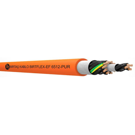 Birtaş EF6512-PUR-5x0.75 ,Kesit 0.75mm ,5-Damar Çok Telli,Ağırşart Hareketli,1mt PUR Kablo
