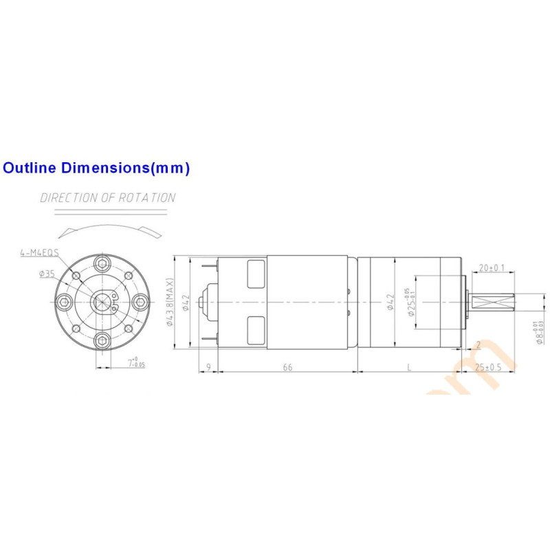 Çin MG908-24V ,Ebat 125x42mm,Mil 8mm,Besleme 24vdc 20W, Devir 90-Rpm, Dc Motor